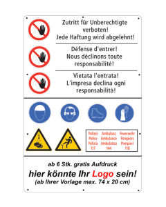 Baustellen Warn- und Verbotstafel