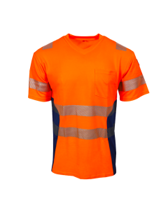 WS T-Shirt Vneck-Plus orange/marine 